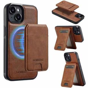 For iPhone 13 mini LC.IMEEKE L3 Series Detachable RFID Card Bag Magsafe Phone Case(Brown)