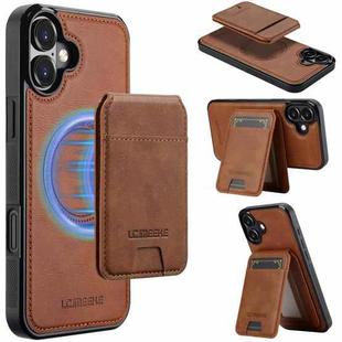 For iPhone 17 LC.IMEEKE L3 Series Detachable RFID Card Bag Magsafe Phone Case(Brown)