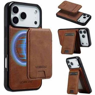 For iPhone 17 Pro Max LC.IMEEKE L3 Series Detachable RFID Card Bag Magsafe Phone Case(Brown)