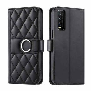 For vivo Y20G / Y12a / iQOO U1x Ring Buckle Rhombic Leather Phone Case(Black)