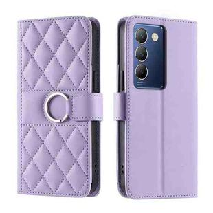 For vivo Y200E 5G Global / Y100 5G IDN Ring Buckle Rhombic Leather Phone Case(Purple)