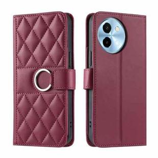 For vivo Y38 / T3x 5G Ring Buckle Rhombic Leather Phone Case(Red)