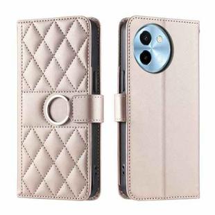 For vivo Y38 / T3x 5G Ring Buckle Rhombic Leather Phone Case(Rose Gold)