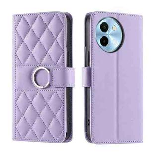 For vivo Y38 / T3x 5G Ring Buckle Rhombic Leather Phone Case(Purple)