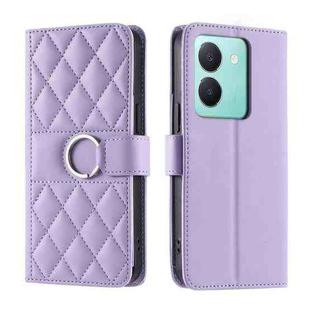 For vivo Y36 4G / 5G / Y27 5G Ring Buckle Rhombic Leather Phone Case(Purple)