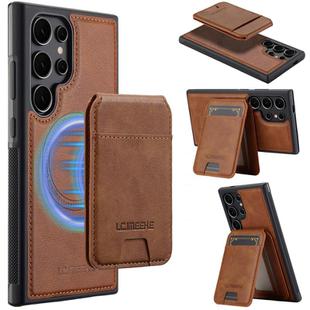 For Samsung Galaxy S25 Ultra 5G LC.IMEEKE L3 Series Detachable RFID Card Bag Magsafe Phone Case(Brown)