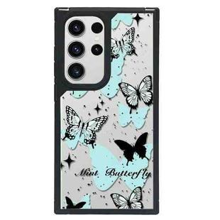 For Samsung Galaxy S22 Ultra 5G Creative Art Pattern Full Coverage Phone Case(Green Butterfly)