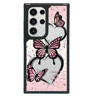 For Samsung Galaxy S22 Ultra 5G Creative Art Pattern Full Coverage Phone Case(Pink Butterfly)