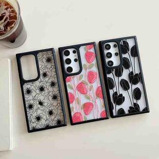 For Samsung Galaxy S22 5G Creative Art Pattern Full Coverage Phone Case(Black Pink Leopard B)