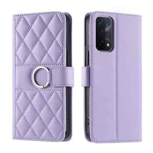 For OPPO A93 5G / A74 5G / A54 5G Ring Buckle Rhombic Leather Phone Case(Purple)