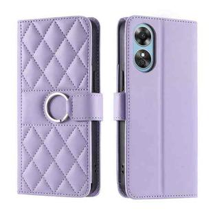 For OPPO A98 / F23 5G India Ring Buckle Rhombic Leather Phone Case(Purple)