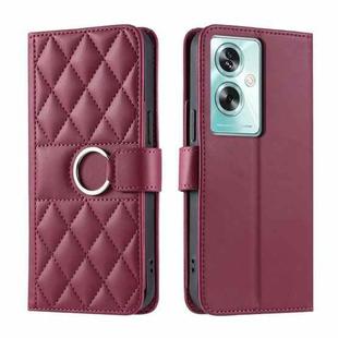 For OPPO A79 5G Global Ring Buckle Rhombic Leather Phone Case(Red)