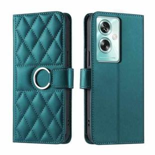 For OPPO A79 5G Global Ring Buckle Rhombic Leather Phone Case(Green)