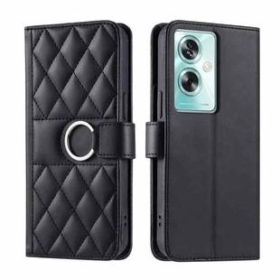 For OPPO A79 5G Global Ring Buckle Rhombic Leather Phone Case(Black)