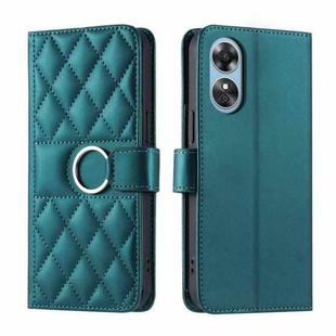 For OPPO A78 4G Global Ring Buckle Rhombic Leather Phone Case(Green)