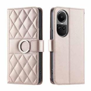 For OPPO Reno10 /10 Pro 5G Global Ring Buckle Rhombic Leather Phone Case(Rose Gold)