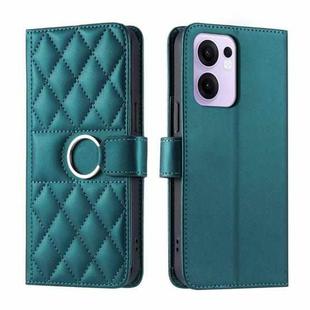 For OPPO Reno13 F 5G Global / 4G India Ring Buckle Rhombic Leather Phone Case(Green)