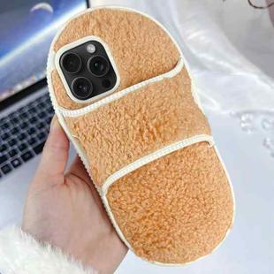 For iPhone 15 Pro Max Creative Plush Slipper Design TPU Phone Case(Light Orange)