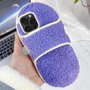 For iPhone 15 Pro Creative Plush Slipper Design TPU Phone Case(Light Purple)