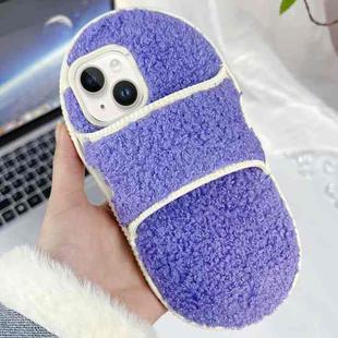 For iPhone 14 / 13 Creative Plush Slipper Design TPU Phone Case(Light Purple)