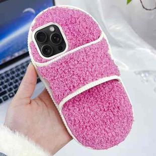 For iPhone 14 Pro Creative Plush Slipper Design TPU Phone Case(Rose Red)