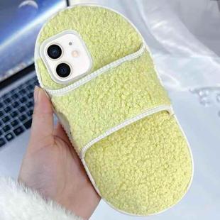 For iPhone 11 Creative Plush Slipper Design TPU Phone Case(Light Yellow)