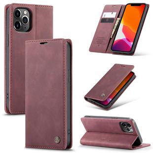For iPhone 12 Pro Max CaseMe-013 Multifunctional Retro Frosted Horizontal Flip Leather Case with Card Slot & Holder & Wallet(Wine Red)