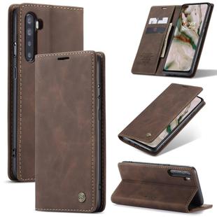 For OnePlus Nord CaseMe-013 Multifunctional Retro Frosted Horizontal Flip Leather Case with Card Slot & Holder & Wallet(Coffee)