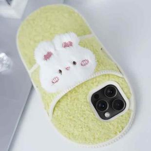 For iPhone 14 Pro Creative Plush Doll Slipper Design TPU Phone Case(White Rabbit)