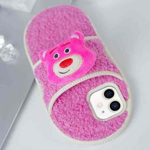 For iPhone 12 / 12 Pro Creative Plush Doll Slipper Design TPU Phone Case(Pink Bear)