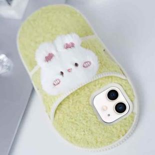 For iPhone 11 Creative Plush Doll Slipper Design TPU Phone Case(White Rabbit)