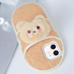 For iPhone 11 Creative Plush Doll Slipper Design TPU Phone Case(Grizzly Bear)