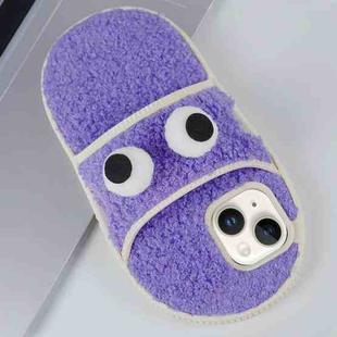 For iPhone 15 Creative Plush Big Eyes Slipper Design TPU Phone Case(Light Purple)