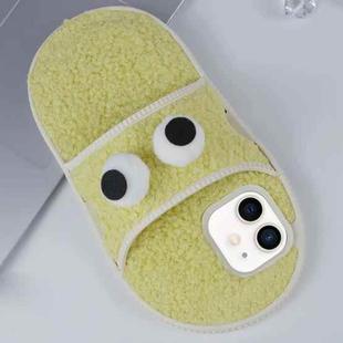 For iPhone 11 Creative Plush Big Eyes Slipper Design TPU Phone Case(Light Yellow)
