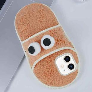 For iPhone 11 Creative Plush Big Eyes Slipper Design TPU Phone Case(Orange)