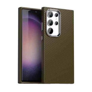 For Samsung Galaxy S23 Ultra 5G Carbon Fiber Series IMD Phone Case(Brown)