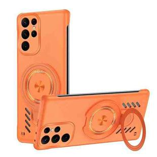 For Samsung Galaxy S23 Ultra 5G Ice Sense Series Graphene Cooling MagSafe Holder Phone Case(Orange)