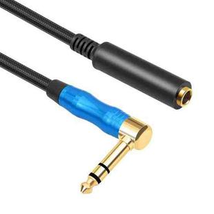 6.35mm 1/4 TRS Male Stereo Elbow to Female Electric Guitar Audio Cable, Length:0.3m(Black Blue)