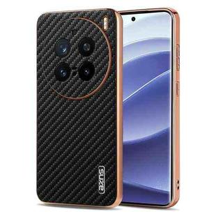 For vivo X200 Pro AZNS Electroplated Edge Carbon Fiber Texture Phone Case(Black)
