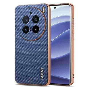 For vivo X200 Pro AZNS Electroplated Edge Carbon Fiber Texture Phone Case(Blue)