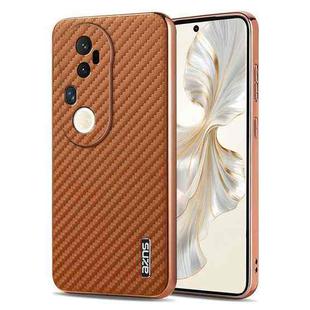 For vivo S20 Pro AZNS Electroplated Edge Carbon Fiber Texture Phone Case(Brown)