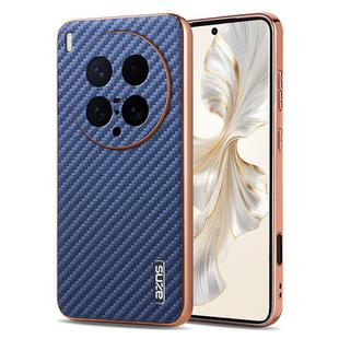 For vivo X200 Ultra AZNS Electroplated Edge Carbon Fiber Texture Phone Case(Blue)