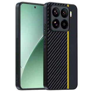 For Xiaomi 15 Ultra-thin Carbon Fiber Texture Printing Phone Case(Black Yellow)