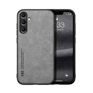 For Samsung Galaxy S24 FE 5G Skin Feel Magnetic Leather Back Phone Case(Light Grey)