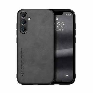For Samsung Galaxy S24 FE 5G Skin Feel Magnetic Leather Back Phone Case(Dark Grey)