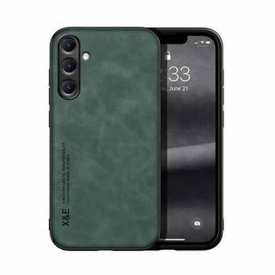 For Samsung Galaxy S24 FE 5G Skin Feel Magnetic Leather Back Phone Case(Green)