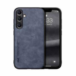 For Samsung Galaxy S25 5G Skin Feel Magnetic Leather Back Phone Case(Blue)