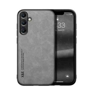 For Samsung Galaxy S25+ 5G Skin Feel Magnetic Leather Back Phone Case(Light Grey)