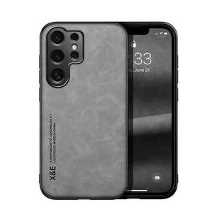 For Samsung Galaxy S25 Ultra 5G Skin Feel Magnetic Leather Back Phone Case(Light Grey)