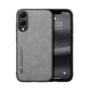 For Samsung Galaxy S25 Edge 5G Skin Feel Magnetic Leather Back Phone Case(Light Grey)